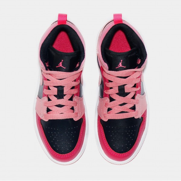 Zapatillas Air Jordan 1 Mid, Estilo de Vida, Preescolar (Coral Chalk/Pinksicle/Rush Pink/Negro)